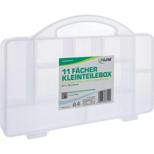Preview: InLine® Kleinteilebox, 11 Fächer, Abmessungen: 271x186x40mm, transparent