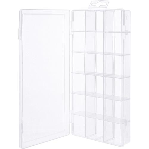 Preview: InLine® Kleinteilebox, 18 Fächer, Abmessungen: 207x110x27mm, transparent