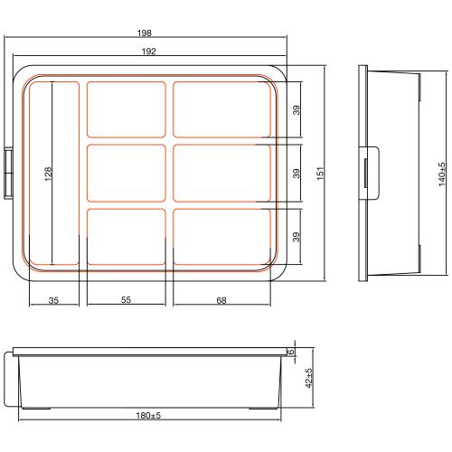 Preview: InLine® Kleinteilebox, 7 Fächer, Abmessungen: 180x140x40mm, orange