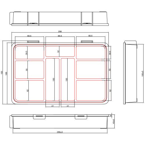 Preview: InLine® Kleinteilebox, 9 Fächer, Abmessungen: 290x185x45mm, orange