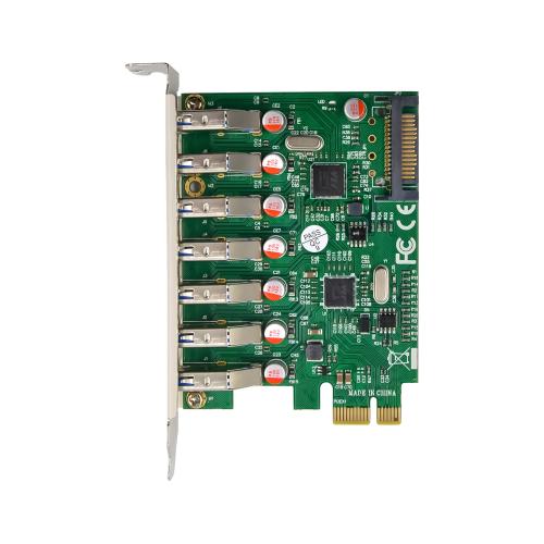 Preview: InLine® Schnittstellenkarte, 7x USB-A 3.2 Gen.1, PCIe, mit SATA Stromanschluss