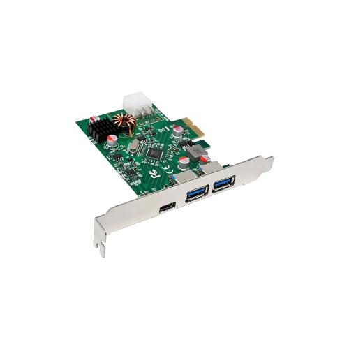 Preview: InLine® Schnittstellenkarte, 2x USB-A, 1x USB-C 3.2 Gen.1, PCIe, PD3.0, mit 6pol