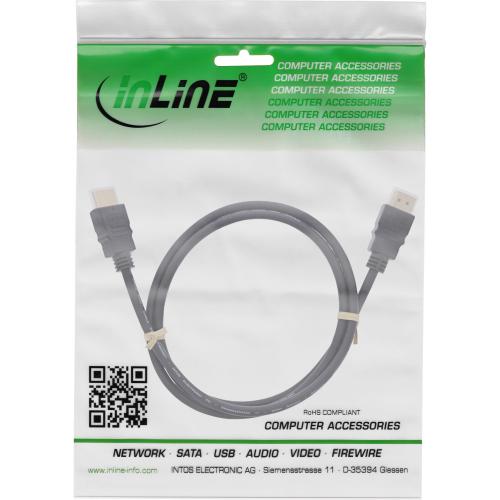 Preview: InLine® HDMI 2.0b High Speed Standard Kabel, Ethernet, Stecker Stecker, schwarz