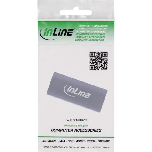 Preview: InLine® USB4 Adapter, USB-C Buchse/Buchse, Aluminium, grau