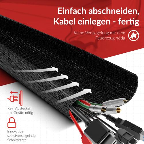 Preview: Label-The-Cable Tube, LTC PRO 5110, flexibler Kabelschlauch, 25mm/25m, schwarz