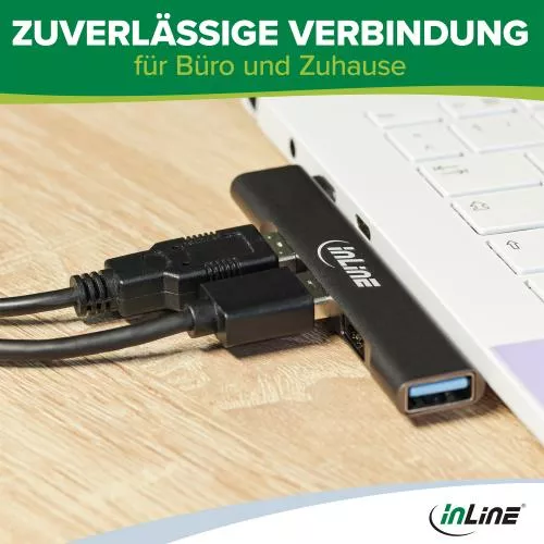 InLine® Slim USB-C Hub, 4-Port, USB 3.0 + 3x USB 2.0, schmale Bauform