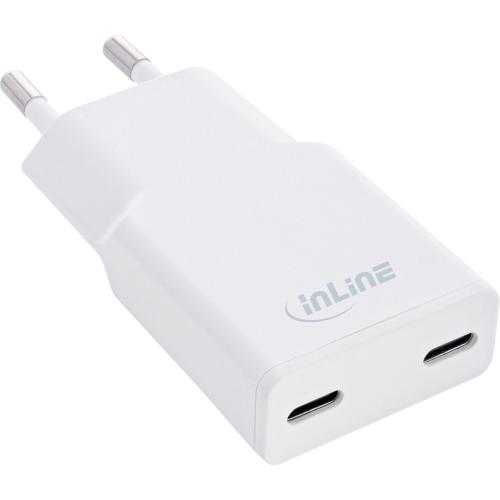 Preview: InLine® USB Netzteil Ladegerät Dual USB-C, PD, PPS, 30W, weiß