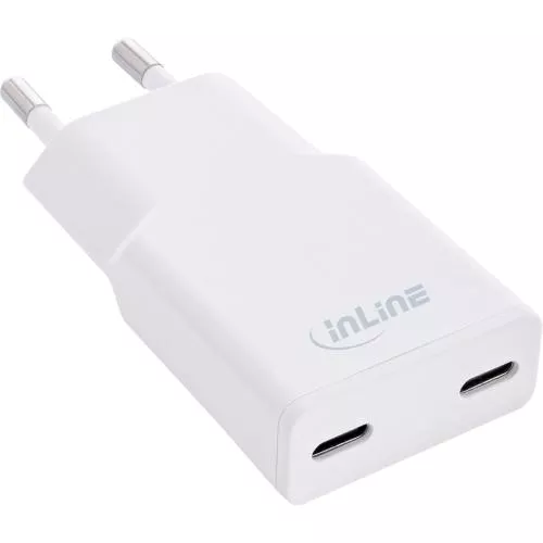 InLine® USB Netzteil Ladegerät Dual USB-C, PD, PPS, 30W, weiß