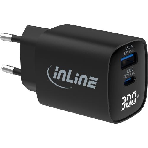 USB PD Netzteil – GaN Ladegerät, 2-Port (USB-C & USB-A), 30W, mit Display