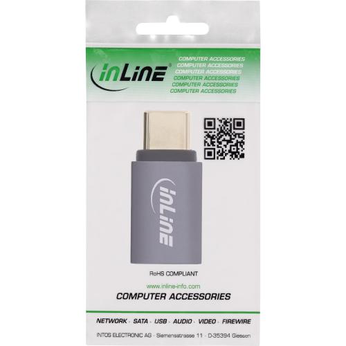 Preview: InLine® USB4 Adapter, USB-C Stecker/Buchse, Aluminium, grau