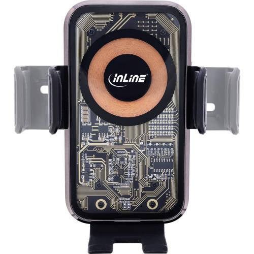 Preview: InLine® KFZ Smartphone Halterung, ONE TOUCH QI 2, universal, Wireless Charger