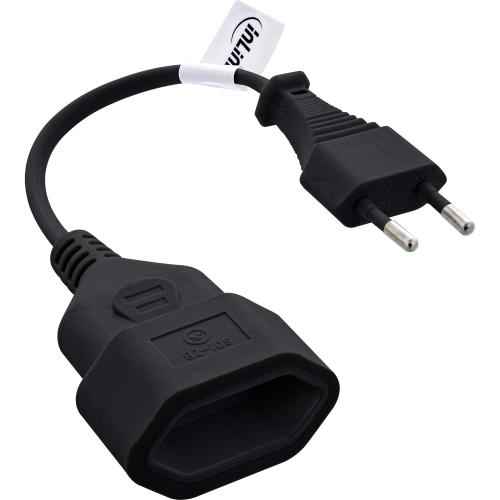 Preview: Euro-Verlängerungskabel, Eurostecker auf Eurokupplung, 2-polig, 0,2 m, schwarz