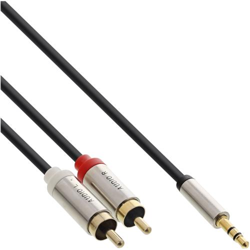 Preview: InLine® Basic Slim Audio Kabel Klinke 3,5mm ST an 2x Cinch ST, 1m