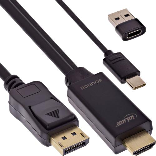 HDMI zu DisplayPort Konverter-Kabel – 4K @60Hz, USB-Stromversorgung, schwarz