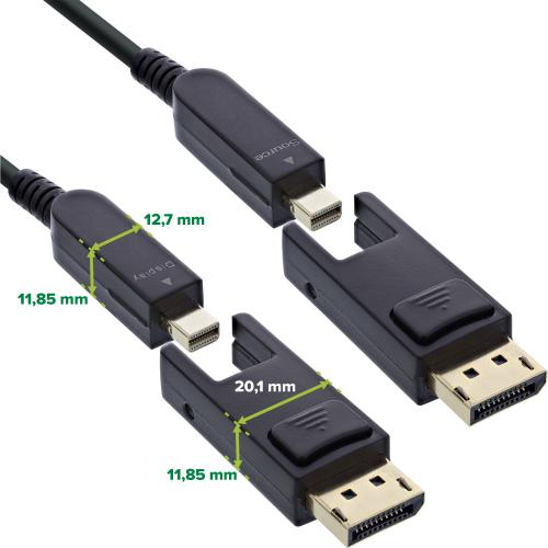 Preview: DisplayPort 1.4 AOC Kabel – 8K UHD, abnehmbare Stecker, Glasfaser-Hybridkabel