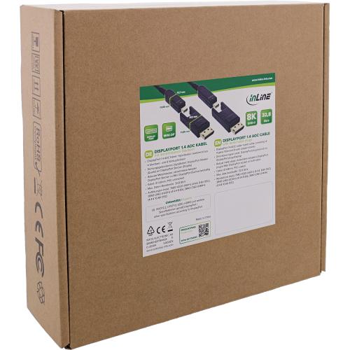 Preview: DisplayPort 1.4 AOC Kabel – 8K UHD, abnehmbare Stecker, Glasfaser-Hybridkabel