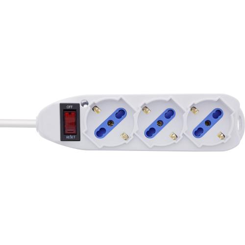 Preview: InLine® Steckdosenleiste ITALIEN, 3-fach, mit Schalter, 1,5m, weiß