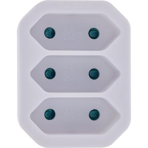 Preview: Steckdosenadapter – Schutzkontakt Stecker auf 3x Eurobuchse, weiß