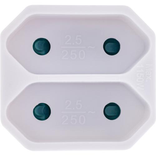 Preview: Steckdosenadapter – Schutzkontakt Stecker auf 2x Eurobuchse, weiß