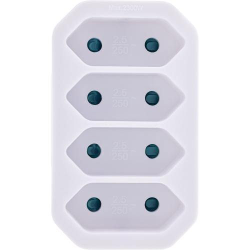 Preview: Steckdosenadapter – Schutzkontakt Stecker auf 4x Eurobuchse, weiß
