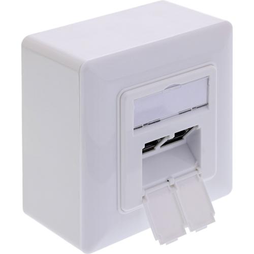 Preview: Netzwerkdose Cat 6A AP/UP 2-fach – geschirmt, weiß, RJ45
