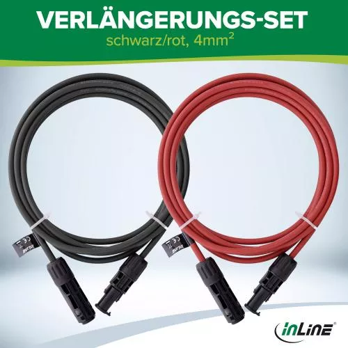 Solarkabel Verlängerung 4 mm² (2×5 m, Schwarz/Rot)