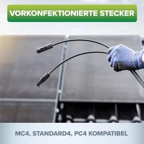 Solarkabel Verlängerung 4 mm² (2×5 m, Schwarz/Rot)