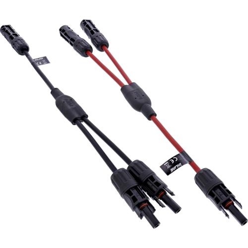 Solarkabel Y-Verteiler 2-fach Set (2×0,36 m, Schwarz/Rot, 4 mm²)