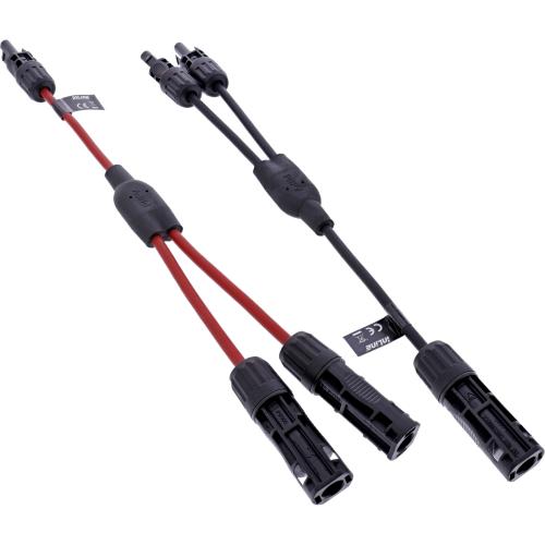 Preview: Solarkabel Y-Verteiler 2-fach Set (2×0,36 m, Schwarz/Rot, 4 mm²)