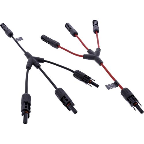 Solarkabel Y-Verteiler 3-fach Set (2×0,36 m, Schwarz/Rot, 4 mm²)