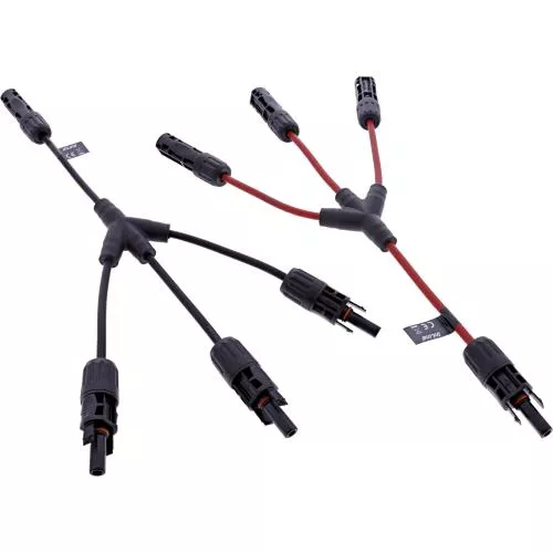 Solarkabel Y-Verteiler 3-fach Set (2×0,36 m, Schwarz/Rot, 4 mm²)