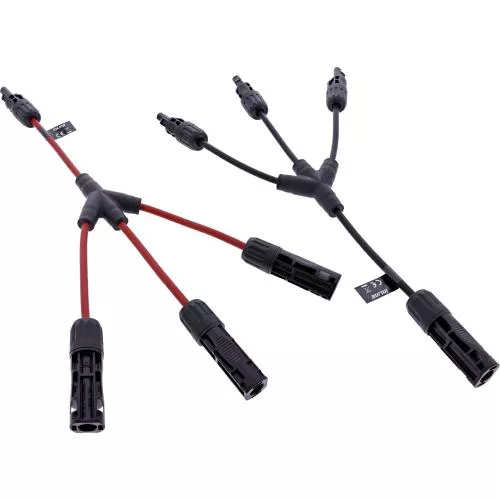 Solarkabel Y-Verteiler 3-fach Set (2×0,36 m, Schwarz/Rot, 4 mm²)