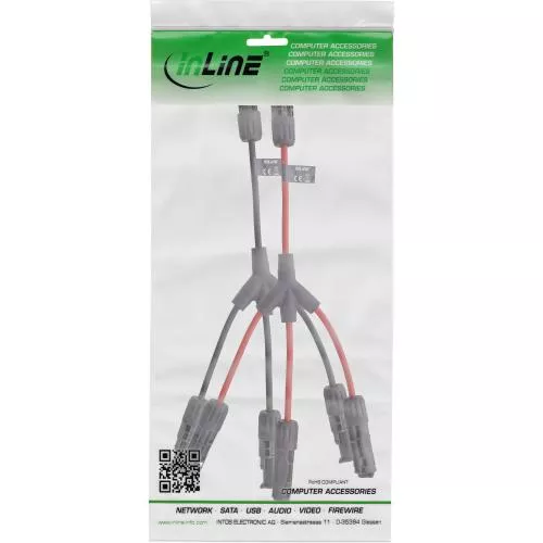 Solarkabel Y-Verteiler 3-fach Set (2×0,36 m, Schwarz/Rot, 4 mm²)