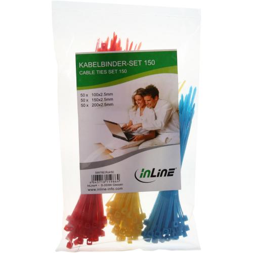 Kabelbinder-Set – 150 Stück, 100x2,5mm, farbig (Blau, Gelb, Rot)