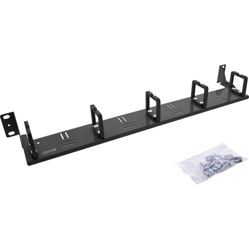 19" Kabelführungspanel – 1HE, 5 Kunststoffbügel, horizontales Kabelmanagement, RAL 9005