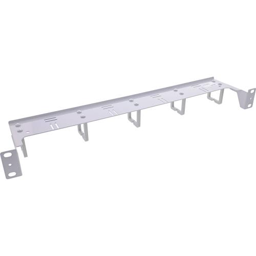 Preview: 19" Kabelführungspanel – 1HE, 5 Kunststoffbügel, horizontales Kabelmanagement, RAL 7035