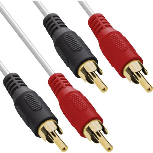 Cinch Audiokabel 2x Cinch Stecker/Stecker, weiß/gold