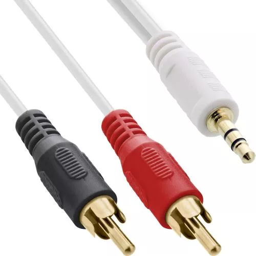 3,5 mm Klinke auf 2x Cinch Audiokabel weiß/gold