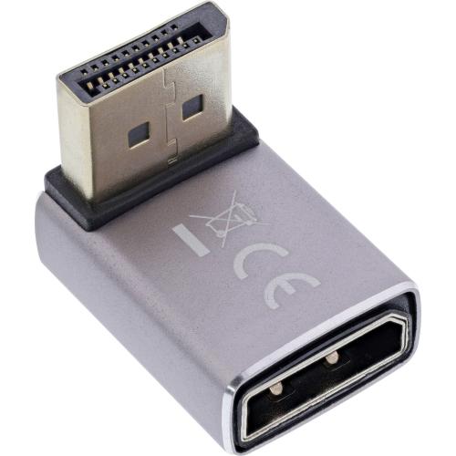 DisplayPort 1.4 Adapter – Stecker auf Buchse, 90° unten, 8K UHD