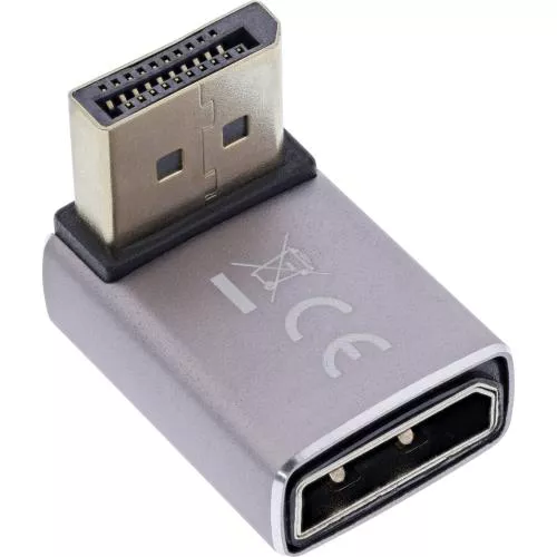 DisplayPort 1.4 Adapter – Stecker auf Buchse, 90° unten, 8K UHD