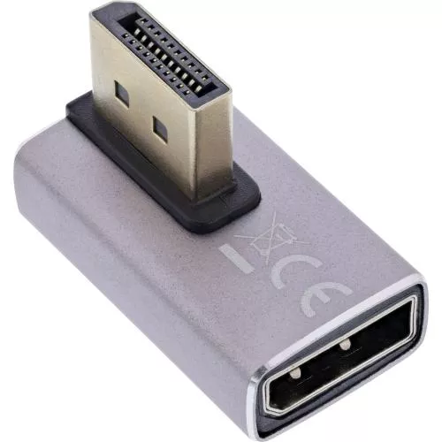 DisplayPort 1.4 Adapter – Stecker auf Buchse, 90° vertikal rechts, 8K UHD