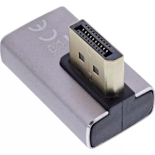 DisplayPort 1.4 Adapter – Stecker auf Buchse, 90° vertikal rechts, 8K UHD