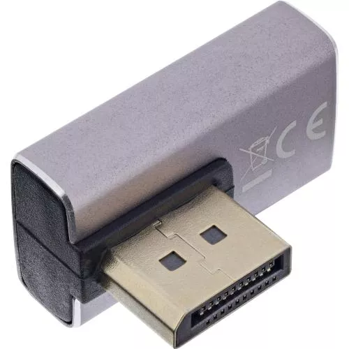 DisplayPort 1.4 Adapter – Stecker auf Buchse, 90° vertikal rechts, 8K UHD