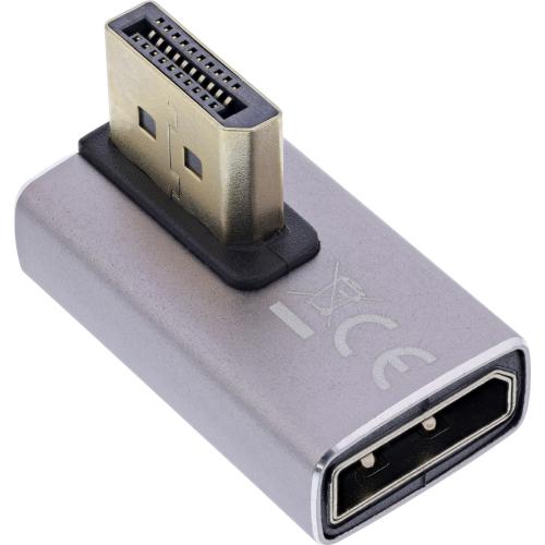 DisplayPort 1.4 Adapter – Stecker auf Buchse, 90° vertikal links, 8K UHD
