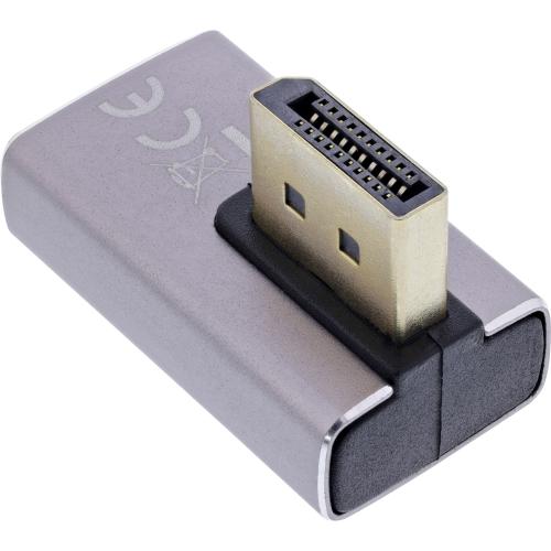 Preview: DisplayPort 1.4 Adapter – Stecker auf Buchse, 90° vertikal links, 8K UHD