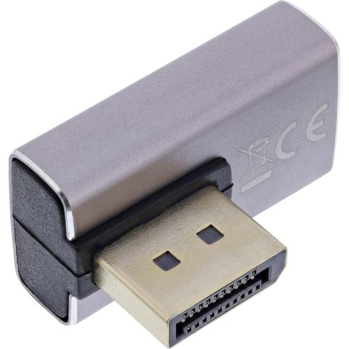 Preview: DisplayPort 1.4 Adapter – Stecker auf Buchse, 90° vertikal links, 8K UHD