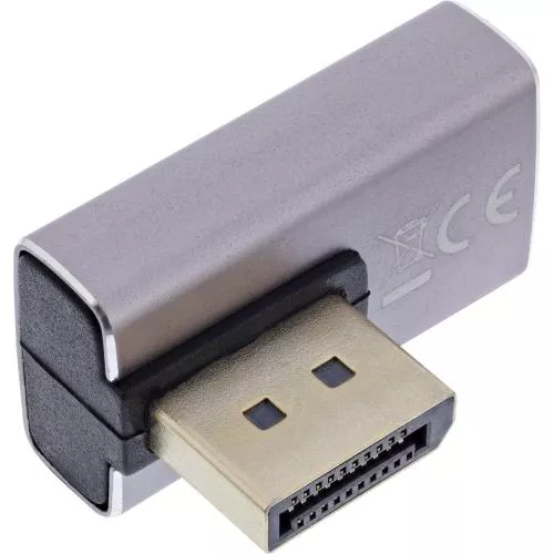 DisplayPort 1.4 Adapter – Stecker auf Buchse, 90° vertikal links, 8K UHD