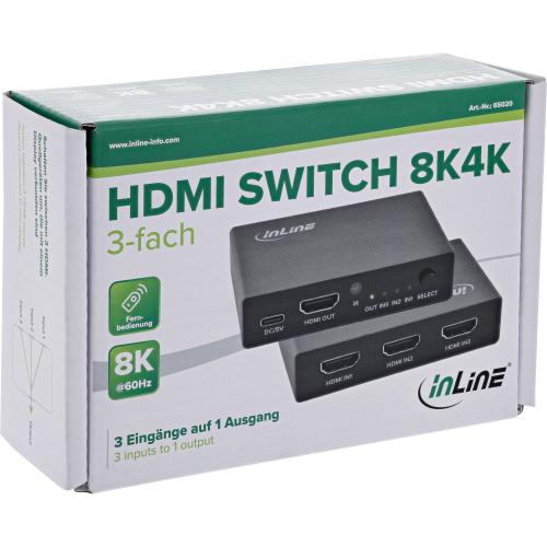 Preview: HDMI Switch 3-fach – 8K@60Hz, 4K@144Hz, HDMI 2.1, HDCP 2.3