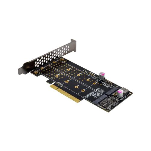 Preview: PCIe Karte x8 zu 2x NVMe M.2 (Key M) – Bifurcation-fähig