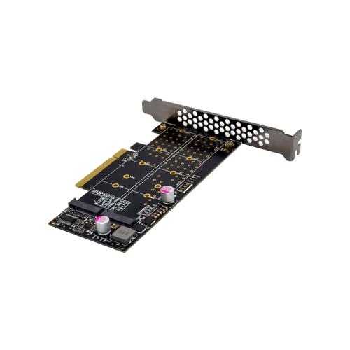 Preview: PCIe Karte x8 zu 2x NVMe M.2 (Key M) – Bifurcation-fähig